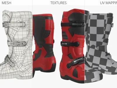  Off Road Enduro Protective Boots Red Black 