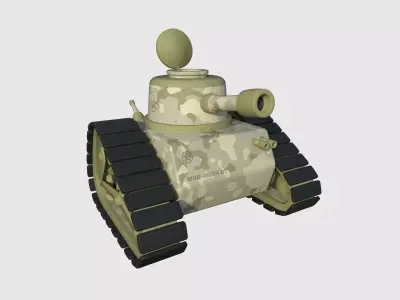 War Tank Cartoon A06 Desert Camouflage - Military Vehicle Low-poly 3D model