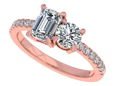 Emd And Round Stone Engagement Ring 3D print model