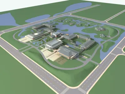Architecture campus of university 3D model