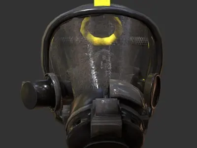 Gas Mask Fireman Firefighter Rebreather Gear Low-poly 3D model