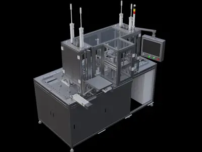 Servo motor locking screw machine cycle assembly production line 3D model