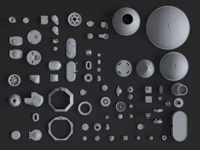 Kitbash Kit - 75 Caps and Covers V1 3D model