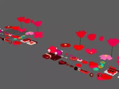 Valentine Love 3D Asset Pack  Low-poly 3D model