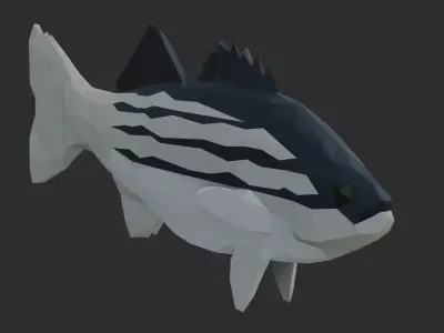 Low Poly Striped Bass Low-poly 3D model