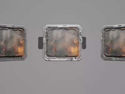 Panel05 Burned Panel With Fire Damage LowPoly LOD Low-poly 3D model