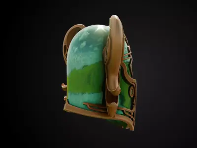 Stylized Persian Helmet - Emerald Mirage 3D print model
