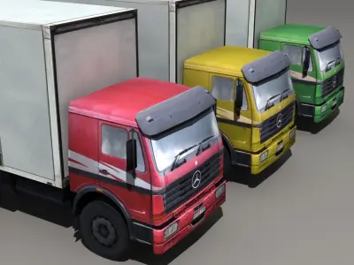 Truck flatbed - flatbed Low-poly 3D model