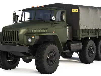 Ural 4320 tarpaulin body 1980 3D model
