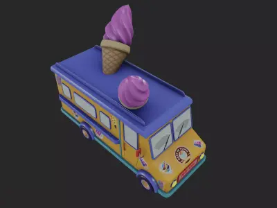 Ice Cream Truck Low-poly 3D model by Qbee-Studio from CGTrader (Low-poly)