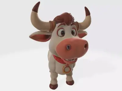 Cartoon bull Low-poly 3D model
