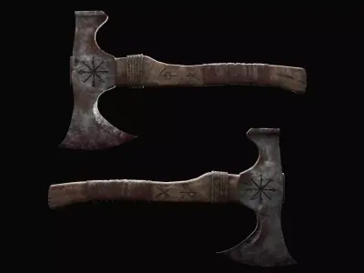 Viking Axe Low-poly 3D model 38