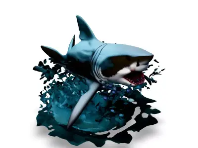 Realistic Great White Shark 3D Model Low-poly 3D model