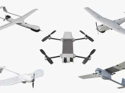 Small Military UAVs Rigged 2 Collection 3D model