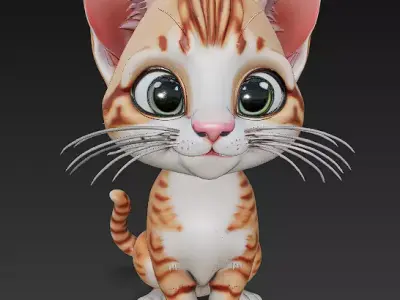 Optimized Low-Poly Kitten 3D Model UE5- Unity Real-Time Ready Low-poly 3D model 2