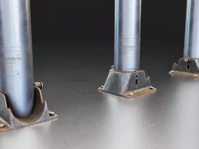 Steel Removable Security Bollard Low-poly 3D model