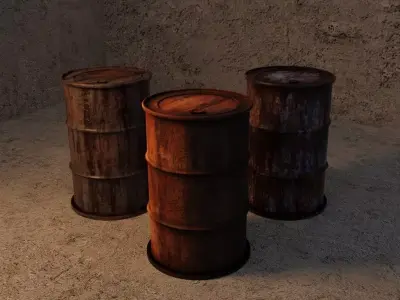 Rusty barrels Free 3D model