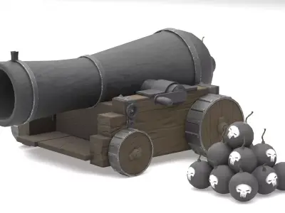 Cartoon Cannon 3D model