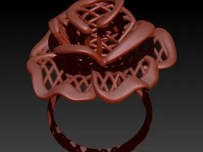 rose ring with diamonds 3D print model