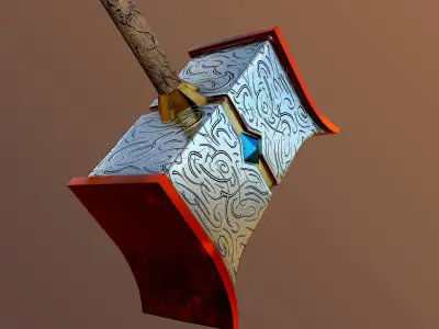Two-Handed Hammer Low-poly 3D model