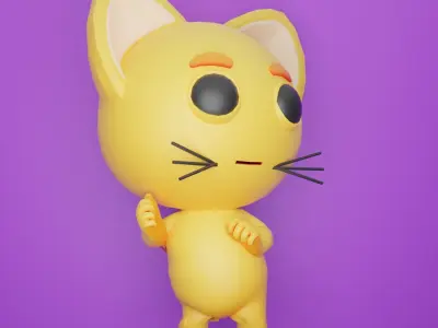 Cartoon Animated Cat Low-poly 3D model