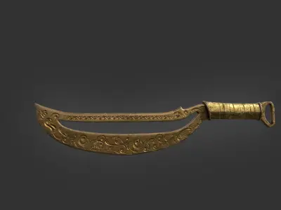 Sword and Shield lowpoly highpoly Free low-poly 3D model