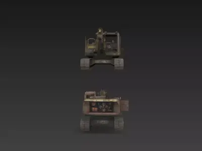 Rusty Weathered Excavator  Abandoned Industrial Digger  3D model