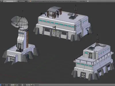 Sci-Fi buildings Low-Poly Free low-poly 3D model