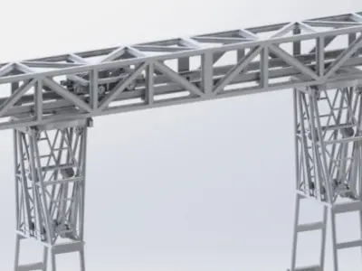 WW2 Field Repair Crane and Gantery 3D model