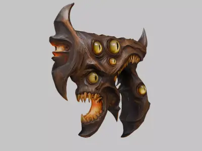 Stylized Demonic Head Low-poly 3D model