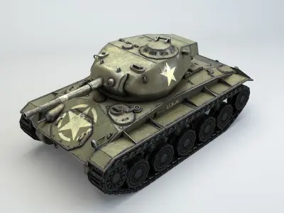 Low Poly M24 Chaffe light tank Low-poly 3D model