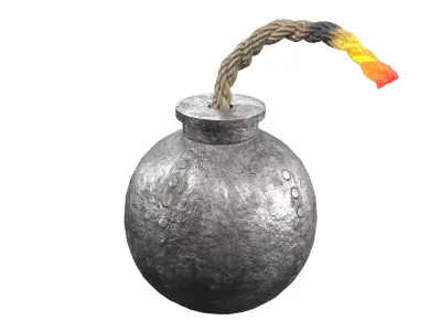 A Round Bomb Grenade with wick Low-poly 3D model