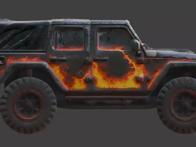 Magma Infused Off Road Jeep 3D Model Low-poly 3D model