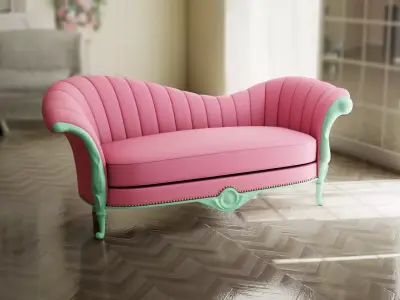 Furniture Sofa Blush Pink Chaise Lounge 002 Low-poly 3D model