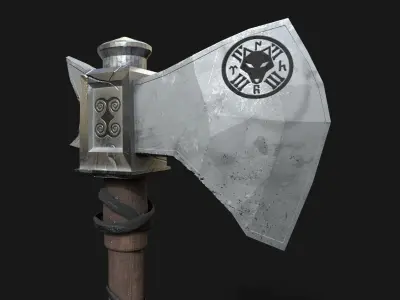 Turkic Battle Axe PBR Game Ready  Low-poly 3D model