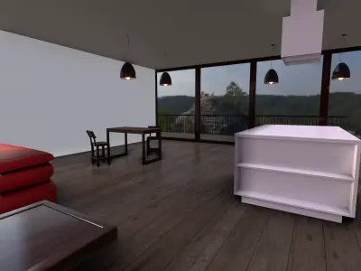 3D model Kitchen studio hall interior 3D model