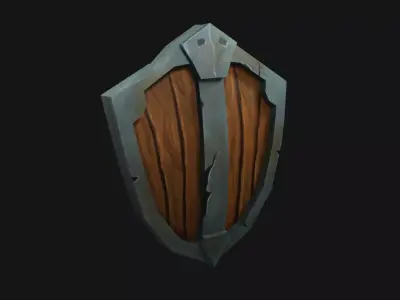 Stylized Wooden Shield Low Poly Low-poly 3D model