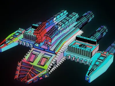 Spaceship 3D Model Created in Blender3D 3D model