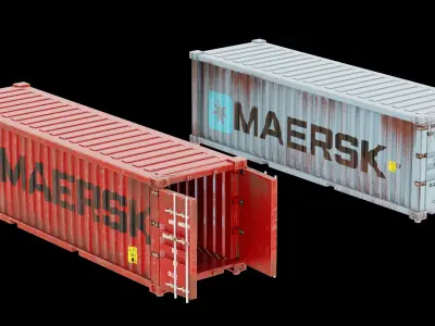 Realistic Cargo Shipping Container 3D Model  Low-poly 3D model