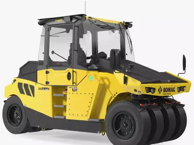 Bomag BW 28 RH Pneumatic Tired Compactor Rigged 3D model