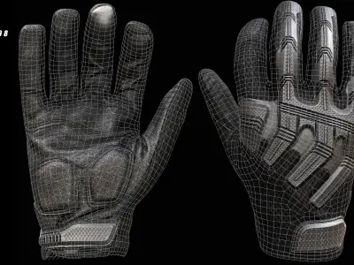 Tactical Gloves 045 Low-poly 3D model