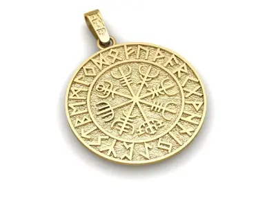 norse mythology odin logo runavon pendent 3D print model purchase