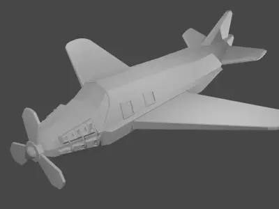Plane with propeller  Low-poly 3D model