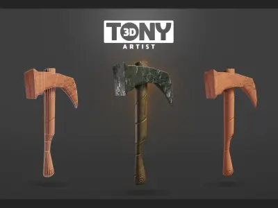 Pick Axe Low-poly 3D model buy