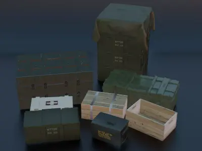 military boxes 3D model purchase
