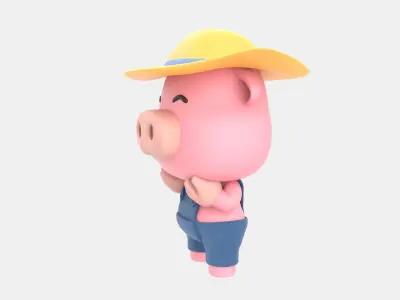 Cute Pig 3D Illustration 3D model