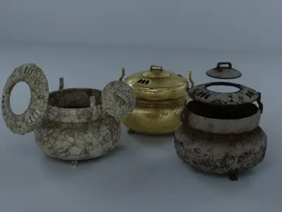 Incense burner PBR low-poly game ready Free low-poly 3D model