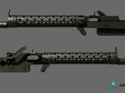 Spandau LMG 08 machine gun Low-poly 3D model