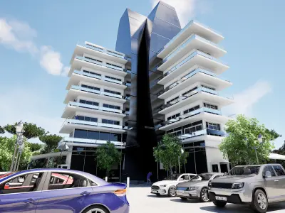 Commercial-city 3D model Low-poly 3D model
