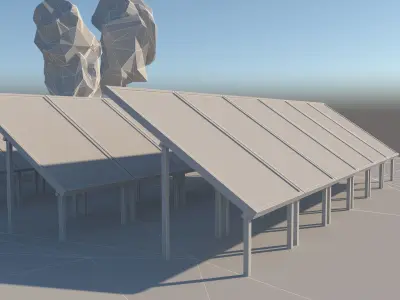 Low poly solar panels 3D model